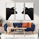 Spanish Bull Art - Framed Black and White Bull Canvas Print