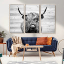 Scottish Highland Cow Cattle Art Print on Wood Background by MyGreatCanvas | Canvas Wall Art Prints | Photo Prints & Wall Decor