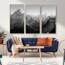 Everest Himalaya Mountain Peaks Black & White Triptych