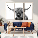 Grayscale Scottish Highland Cow Cattle Art Print Farmhouse by MyGreatCanvas | Canvas Wall Art Prints | Photo Prints & Wall Decor