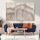Tree Ring Wall Art Triptych, Rustic Wood Ring Canvas Print,