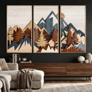 Woodland Mountain Landscape Triptych, Giclee Canvas Art for