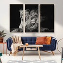 Lion Couple Wall Art Canvas Print – Elegant Black and White