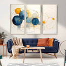 Geometric Blue Orange Abstract Wall Art Canvas, Geometric
