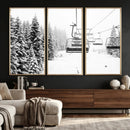 Ski Wall Art - Ski Lift Wall Art Canvas Print Snow Covered by MyGreatCanvas | Canvas Wall Art Prints | Photo Prints & Wall Decor