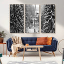 Winter Ski Lift Black and White Canvas Wall Art – Alpine