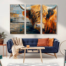 Highland Cow Abstract Canvas Wall Art – Bold Farmhouse