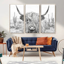 Rustic Charm | Cow Longhorn Black White Bighorn Wall Art by MyGreatCanvas | Canvas Wall Art Prints | Photo Prints & Wall Decor