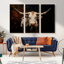 Texas Longhorn Wall Art | 3-Panel Large Texas Longhorn by MyGreatCanvas | Canvas Wall Art Prints | Photo Prints & Wall Decor
