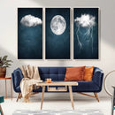 3 Piece Indigo Cloud Wall Art, Thunderstorm Moon Cloud by MyGreatCanvas | Canvas Wall Art Prints | Photo Prints & Wall Decor