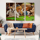 Dogs Playing Pool Canvas Wall Art Funny Gifts Dog Print