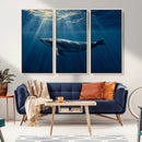Whale under Ocean Wall Art Canvas Print