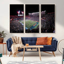 Ben Hill Griffin Stadium Night Game Triple Canvas Wall Art -
