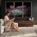 Ben Hill Griffin Stadium Night Game Triple Canvas Wall Art -