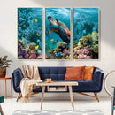 Sea Turtle and Coral Reef Triptych Wall Art – Vibrant by MyGreatCanvas | Canvas Wall Art Prints | Photo Prints & Wall Decor