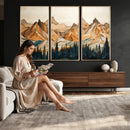 Rustic Wood Mountain Wall Art Print | Triptych Giclee Print