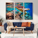 Sea Turtle Wall Art Canvas Print – Vibrant Ocean Coral Reef