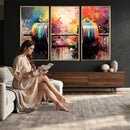 Weightlifting Barbell Art Triptych, Bold Abstract Fitness