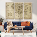 Vintage Middle Earth Map Wall Art Canvas – Lord of the Rings