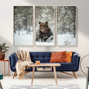 Grizzly Bear Wall Art – Framed Snowy Forest Canvas Artwork, by MyGreatCanvas | Canvas Wall Art Prints | Photo Prints & Wall Decor