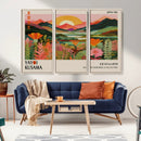 Framed Yayoi Kusama Print, Vibrant Floral Mountain Art