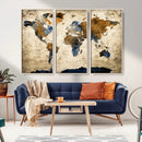 World Map Wall Art – Antique Style Blue and Brown Map Canvas by MyGreatCanvas | Canvas Wall Art Prints | Photo Prints & Wall Decor