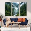 Mountain Forest River Canvas Wall Art Print - Serene Nature