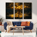 Golden Tree of Life Canvas Wall Art Print - Majestic Glowing