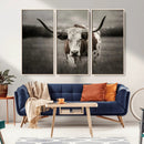 Texas Longhorn Cow Canvas Wall Art Print - Large Rustic