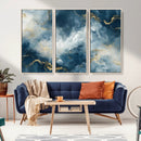 Large Abstract Print - Luxe Blue and Gold Abstract Canvas