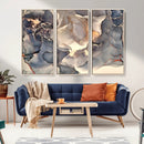 Abstract Blue and Gold Wall Art - Fluid Ink Artwork - Modern