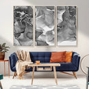 Black White Abstract Canvas Wall Art - Fluid Ink Artwork -
