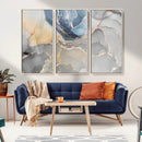 Large Abstract Blue and Gold Canvas Wall Art | Fluid Ink
