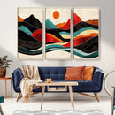 Western Wall Decor - Large Triptych Mountain Canvas - Boho