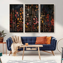 Dark Floral Canvas Wall Art - Moody Botanical Flower Print -