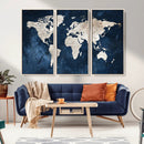 Vintage World Map Canvas Wall Art - Framed Map Print for