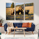 Grizzly Bear Family Wall Art Canvas Print – Majestic