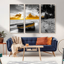 Yellow Rowboat Wall Art – Framed Tropical Shoreline Canvas by MyGreatCanvas | Canvas Wall Art Prints | Photo Prints & Wall Decor