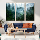 Misty Forest Wall Art Canvas Print – Framed Foggy Mountain