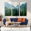 Misty Forest Mountain Wall Art Canvas Print – Framed Serene