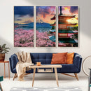 Mount Fuji Cherry Blossom Wall Art Canvas Print – Framed