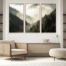 Misty Valley Wall Art Canvas Print – Foggy Forest Pine Trees