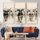 Texas Longhorn Wall Art – Framed Cattle Walking Canvas by MyGreatCanvas | Canvas Wall Art Prints | Photo Prints & Wall Decor