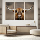 Texas Longhorn Wall Art Canvas Print – Brown Bull Rustic