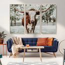 Texas Longhorn Wall Art Canvas Print – Framed Spotted Bull