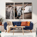 Texas Longhorn Wall Art Canvas Print – Framed Spotted Bull
