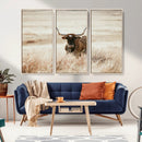 Texas Longhorn Wall Art Canvas Print – Framed Brown Horned