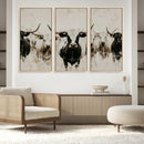 Longhorn Cattle Wall Art Canvas Print – Framed Bison Herd
