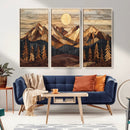 Wood Mountain Landscape Wall Art Canvas Print – Framed