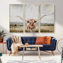 Texas Longhorn Wall Art Canvas Print – Framed Western Cow